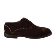 Dolce & Gabbana Bruna Mocka Derby Skor med Nitar Brown, Herr