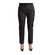 Dolce & Gabbana Svarta Randiga Ull Tapered Byxor Black, Dam