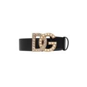 Dolce & Gabbana Läderbälte med logotyp Black, Dam