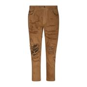Dolce & Gabbana Ljusbruna Ripped Slim Fit Jeans Brown, Herr