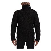 Dolce & Gabbana Lyxig Brun Handgjord Turtleneck Sweater Black, Herr