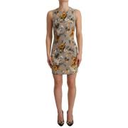 Dolce & Gabbana Grå Blommig Sheath Mini Klänning Beige, Dam