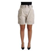 Dolce & Gabbana Höga Plisserade Shorts Beige, Dam