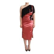 Dolce & Gabbana Rosa Sidenklänning med Fransar Pink, Dam