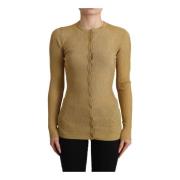 Dolce & Gabbana Lyxig Guld Viskos Blandning Cardigan Tröja Yellow, Dam