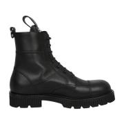 Dolce & Gabbana Svarta Läder Ankelboots, Klassisk Modell Black, Herr