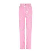 Dolce & Gabbana Rosa Distressed-Detalj Denim Jeans Pink, Dam