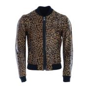 Dolce & Gabbana Leopardmönstrad Skinnjacka Brown, Herr