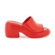 Salvatore Ferragamo Mules med tjock sula och präglad logotyp Red, Dam