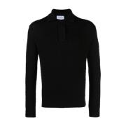 Salvatore Ferragamo Svarta Sweaters med Bronsdetalj Black, Herr