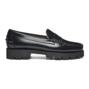 Sebago Svarta platta skor i läder för vintersäsongen Black, Dam