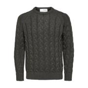 Selected Homme Slhbill LS Knit Cable Crew Neck W - 16086658 Gray, Herr