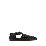 Jil Sander Stilrena Svarta Lädersandaler Black, Dam