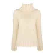 Jil Sander Mysig Turtleneck Stickat för Kvinnor Beige, Dam