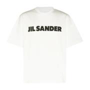 Jil Sander Vit Bomull T-shirt med Logotryck White, Dam