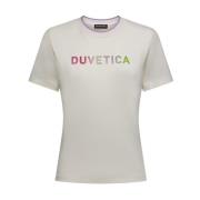 Duvetica Färgglad Logotyp T-Shirt för Kvinnor Beige, Dam