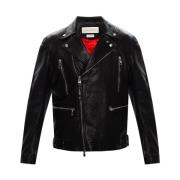 Alexander McQueen Läder bikerjacka Black, Herr