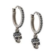 Alexander McQueen Antika Silver Hoop Örhängen med Skull Charm Gray, Da...