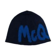 Alexander McQueen Blå Ull Logo Hatt Blue, Herr