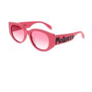 Alexander McQueen McQueen Graffiti Ovala Solglasögon Pink, Unisex