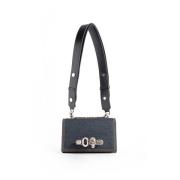 Alexander McQueen Denim Biker Mini Jewelled Satchel Black, Dam