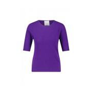 Allude Kortärmad ull-kashmir tröja Purple, Dam