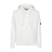 C.p. Company Vit Bomullsfleece Huvtröja med Känguruficka White, Herr