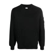 C.P. Company Diagonal Upphöjd Fleece Kangaroo Sweater Black, Herr