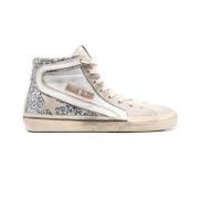 Golden Goose Vita Glittriga Höga Sneakers Beige, Herr