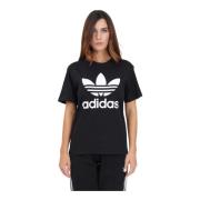 Adidas Originals Svart sportig T-shirt med logotryck Black, Dam