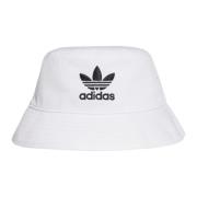 Adidas Originals Vit Bucket Hat med Trefoil Logo Brodyr White, Unisex
