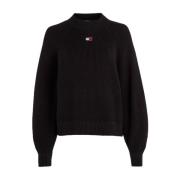 Tommy Jeans Mysig Stickad Tröja Black, Dam