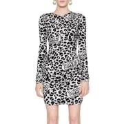 Love Moschino White Viscose Dress Black, Dam