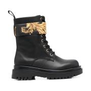 Versace Jeans Couture Svarta och guldiga casual ankelboots Black, Dam