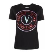 Versace Jeans Couture Glitter Logo Kortärmad T-shirt Black, Dam