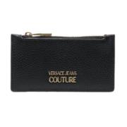 Versace Jeans Couture Svart Läder Korthållare med Metalllogotyp Black,...