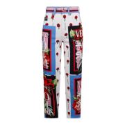 Versace Jeans Couture Dambyxor med rosprint - Storlek 30 Multicolor, D...