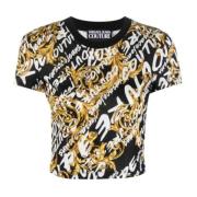 Versace Jeans Couture Svart Logo Brush Couture All Over Kort T-shirt M...