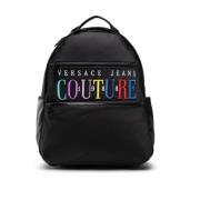Versace Jeans Couture Multifärgad Logo Nylon Ryggsäck för Män Black, H...