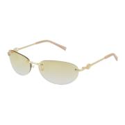 Le Specs Y2K Slim Rimless Slinky Sunglasses /Gold Yellow, Dam