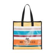 Etro Randig Läder Toteväska Multicolor, Dam