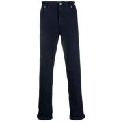 Brunello Cucinelli Mörkblå Mid-Rise Bomull Straight Jeans Blue, Herr