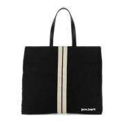 Palm Angels Svart canvas shoppingväska - 45x39x16 cm Black, Herr