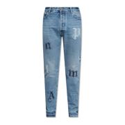 Palm Angels Jeans med logopatches Blue, Herr