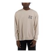 Palm Angels Monogram Linen Crewneck Sweater Beige, Herr