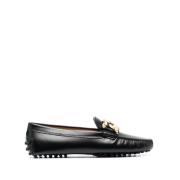 Tod's Svarta Läderloafers med Metallkedjedetalj Black, Dam