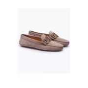 Tod's Beige Suede Gommino Loafers Brown, Dam
