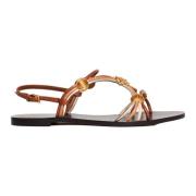 Tory Burch Platta Sandalerer Brown, Dam