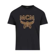 MCM Svart Logotyp T-Shirt för Män Black, Herr