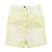 Patrizia Pepe Shorts med Hög Midja och Blommönster Beige, Dam